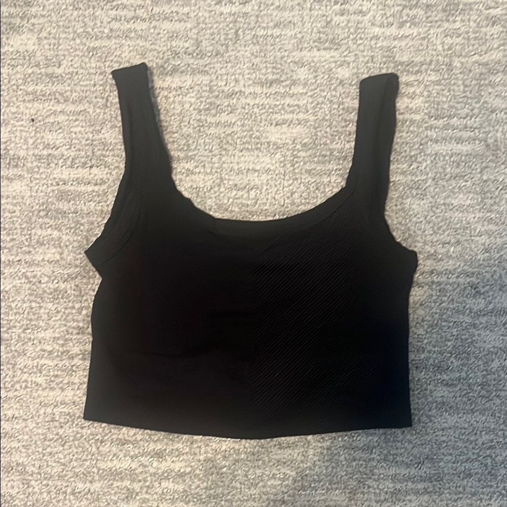 Tilly's Black, Ribbed, Fitted Crop Tank Top